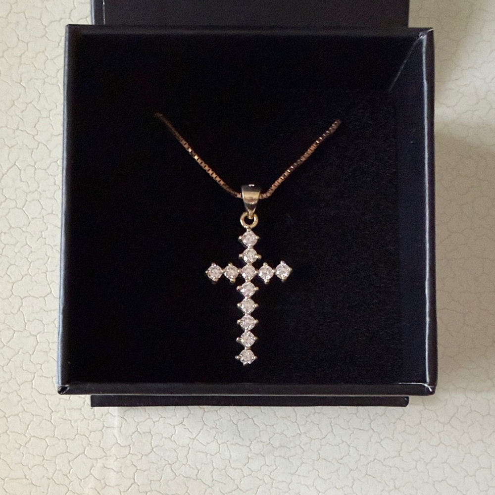 Bella Pave Gold Cross Pendant Necklace